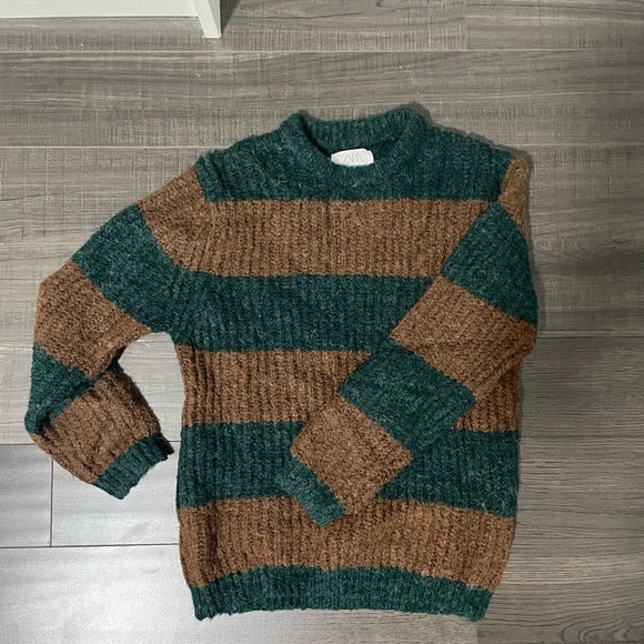 Green and Brown striped knit sweater - Picture 1 of 3